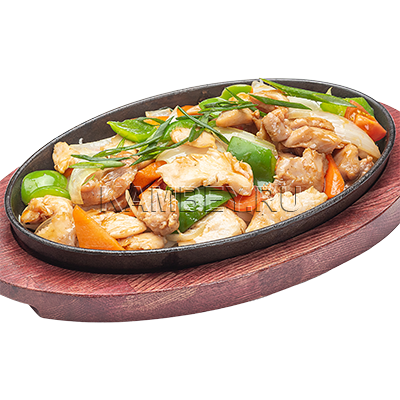 Курица на чугуне жаренная с овощами