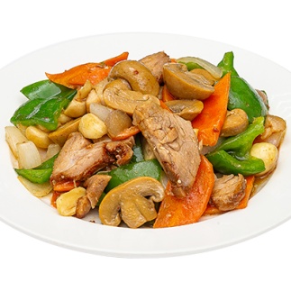 Рулька тушёная с картофелем и шампиньонами