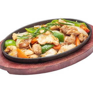 Курица на чугуне жаренная с овощами